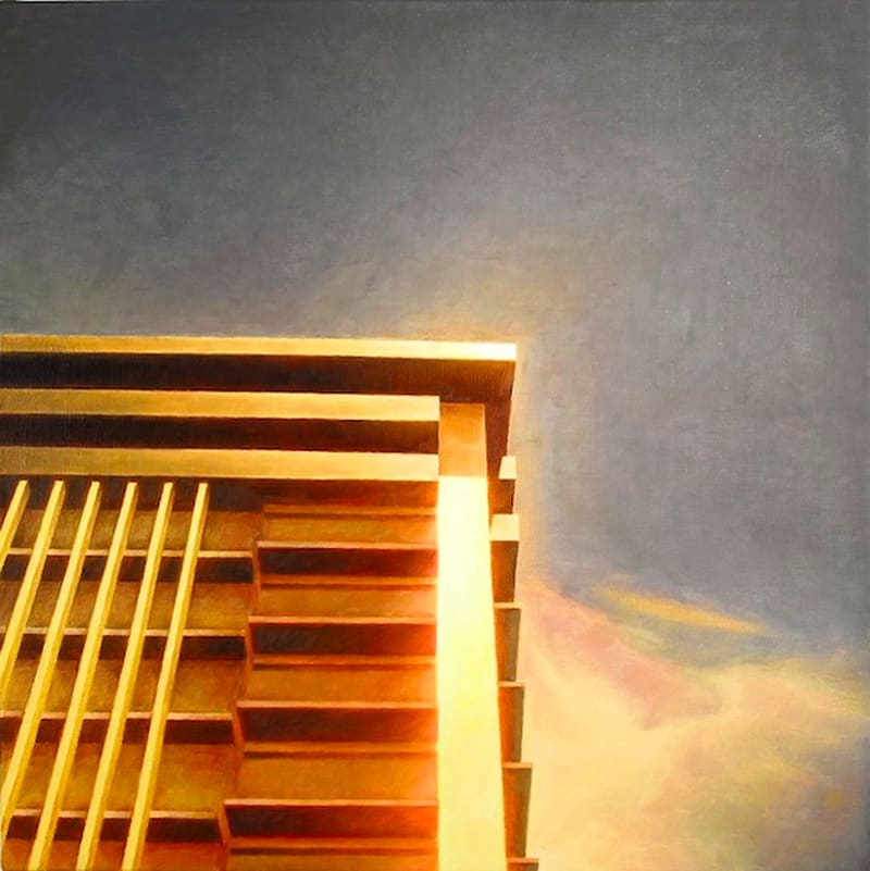 Painting: James Bonnici, Apartment Block, oil on linen, 41cm x 41cm, 2013.