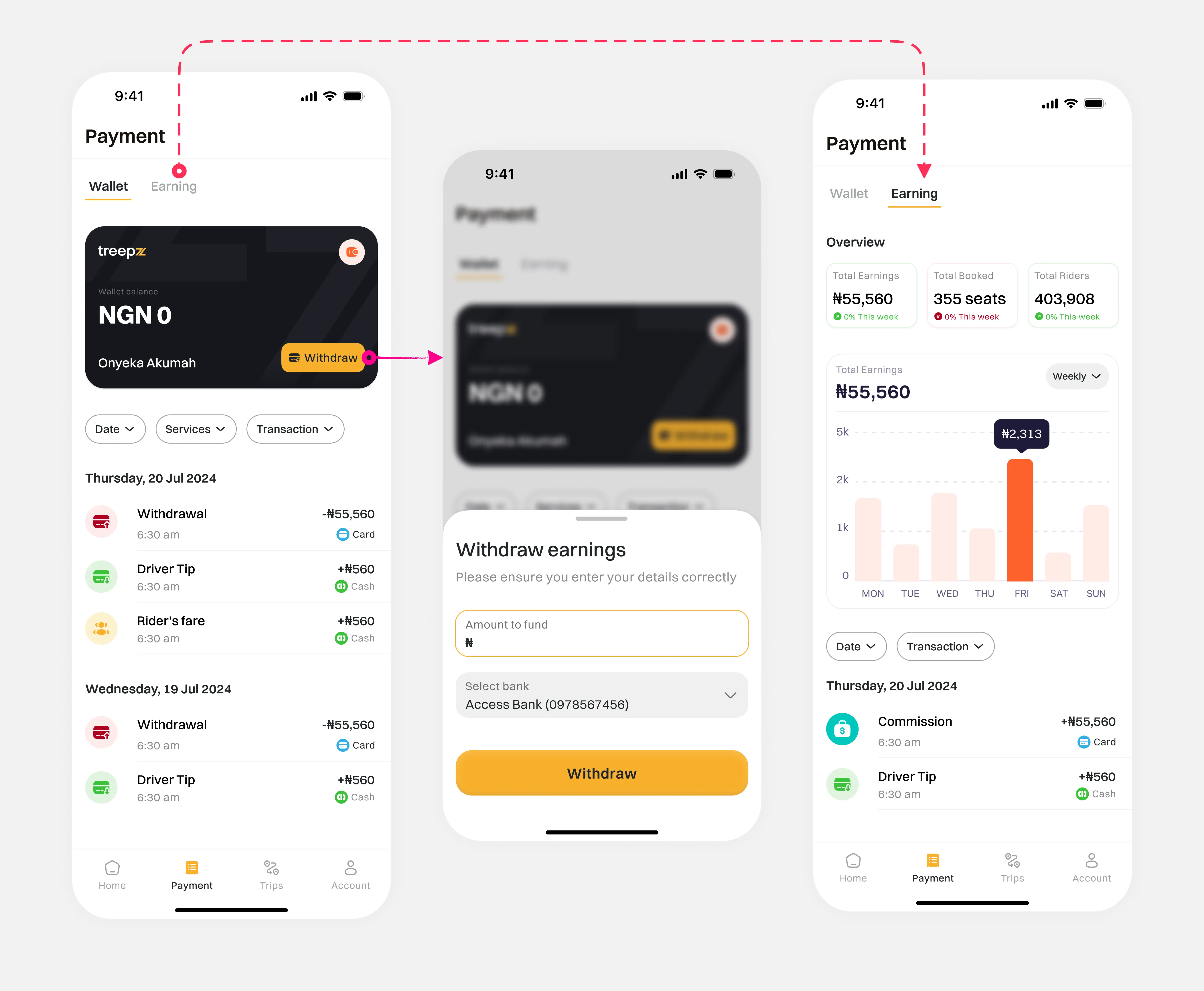 Driver earnings and financial analytics