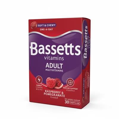 Bassetts Vitamins Adult Multivitamins 30 Pastilles Raspberry & Pomegranate Flavour