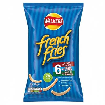 Walkers French Fries Flavour Crispy Potato Snacks 6 x 18g
