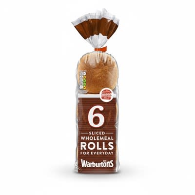 Warburtons 6 Sliced Wholemeal Rolls