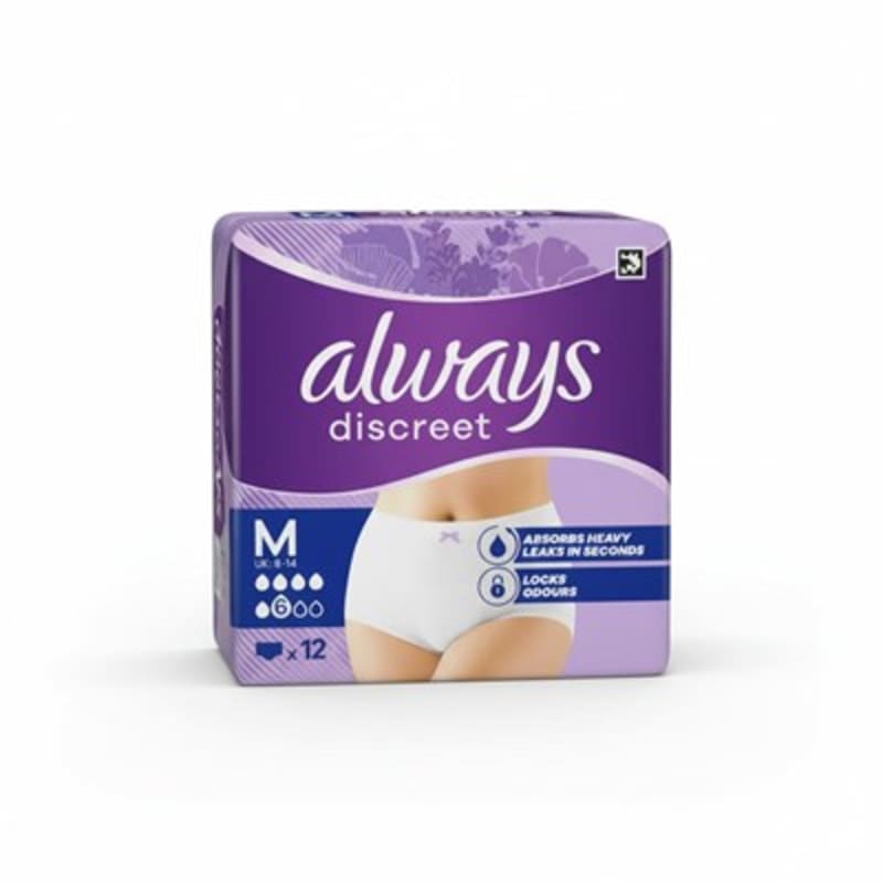 Always Discreet Incontinence Pants Women, Normal, M, 12 Pants