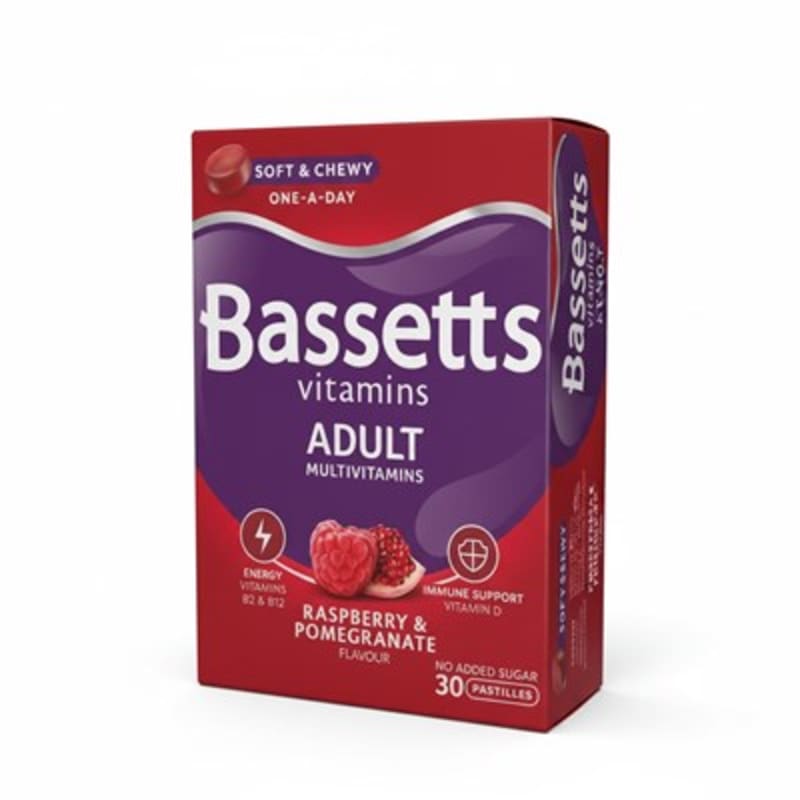 Bassetts Vitamins Adult Multivitamins 30 Pastilles Raspberry & Pomegranate Flavour