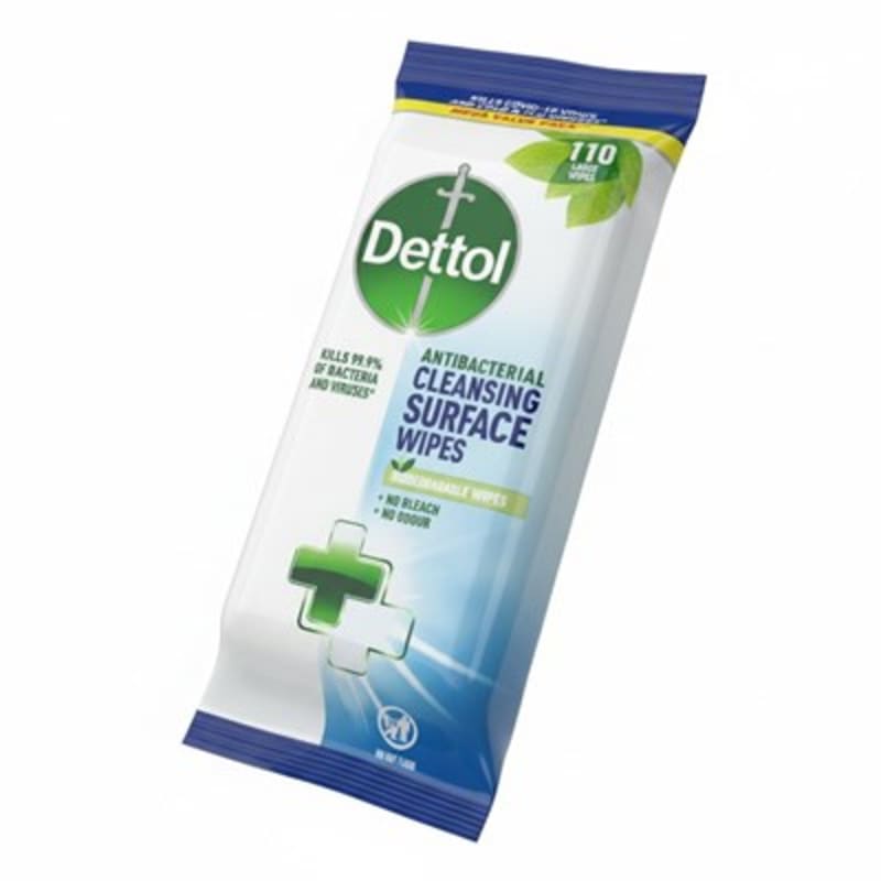 Dettol Antibacterial Cleansing Surface Wipes 110 Large Wipes