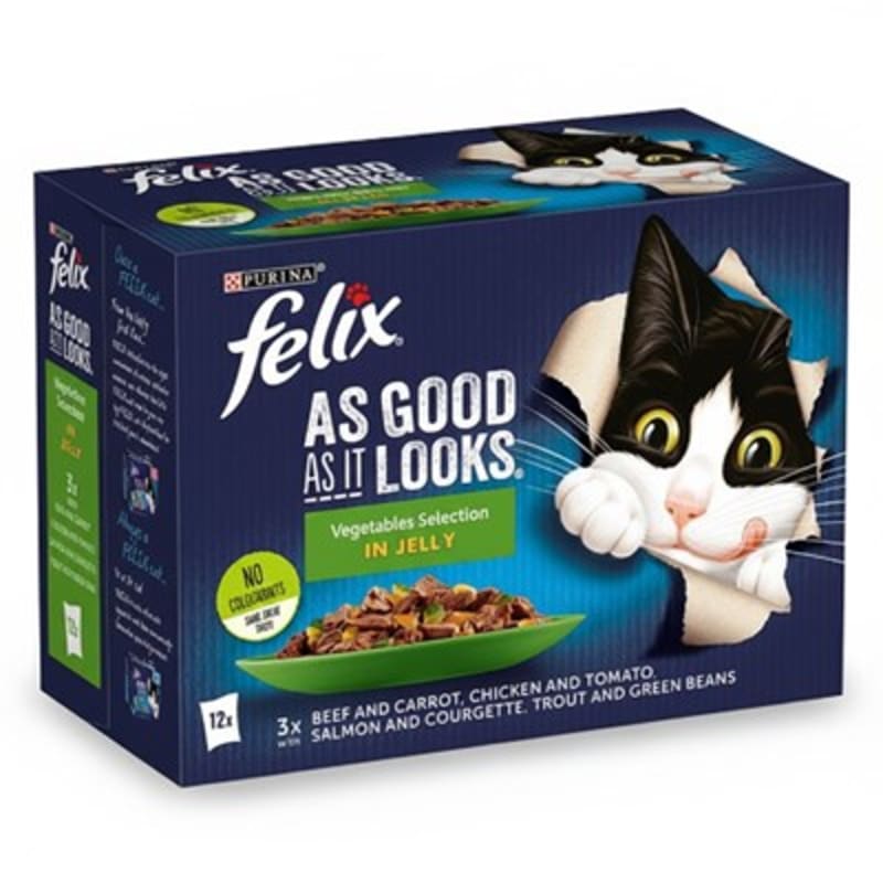 FELIX AS GOOD AS IT LOOKS Vegetable Selection in Jelly Wet Cat Food 12 x 100g