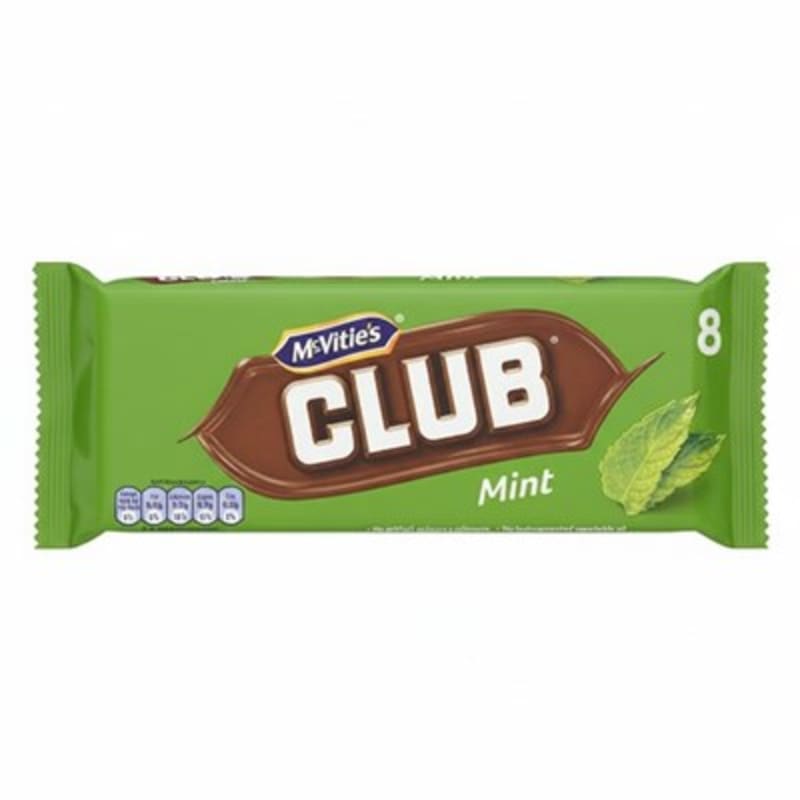 McVitie's Club Mint Chocolate Biscuit Bars 8pk