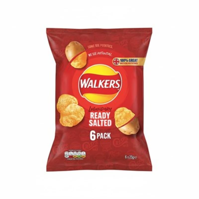 Walkers Ready Salted Multipack Crisps 6x25g
