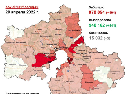 401 случай заболевания коронавирусом выявлен в Подмосковье за сутки