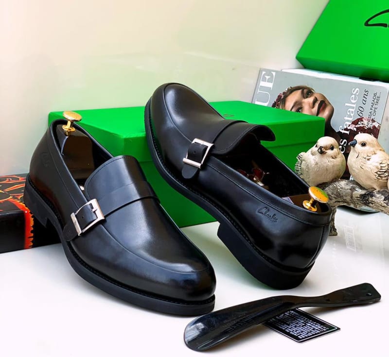 CLARKS luxury leather monk strap shoe