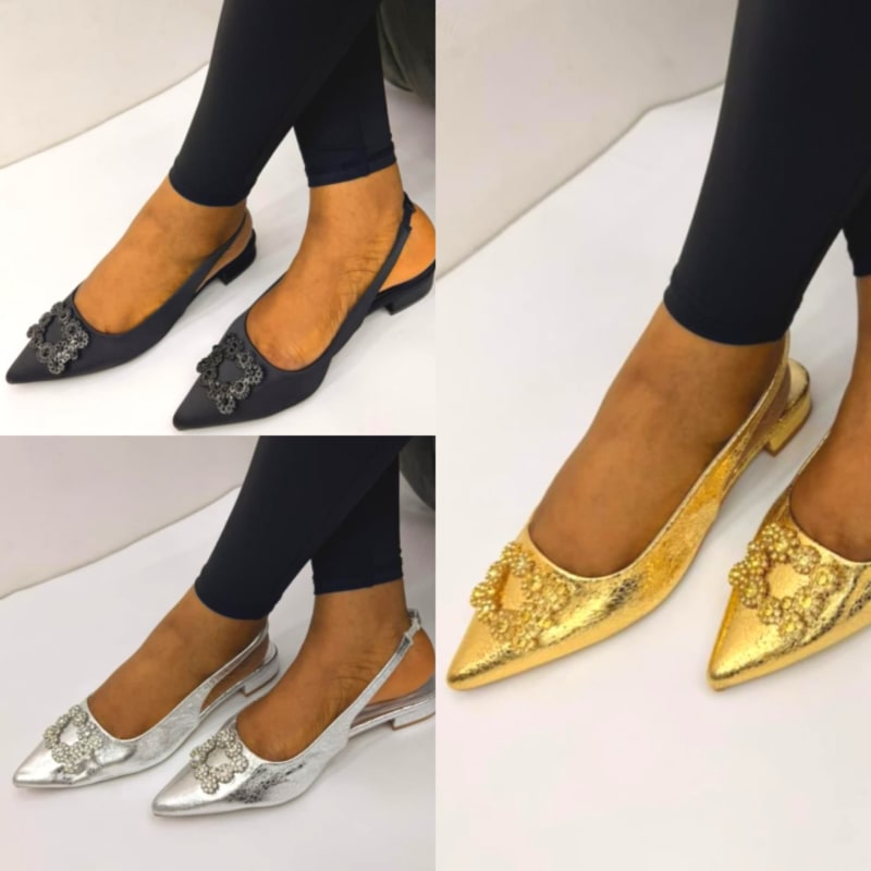 Pointed-toe slingback flats shoe