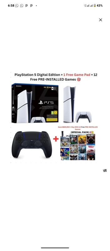 Sony Playstation 5 Digital Edition 1TB + 12 Pre Installed Games
