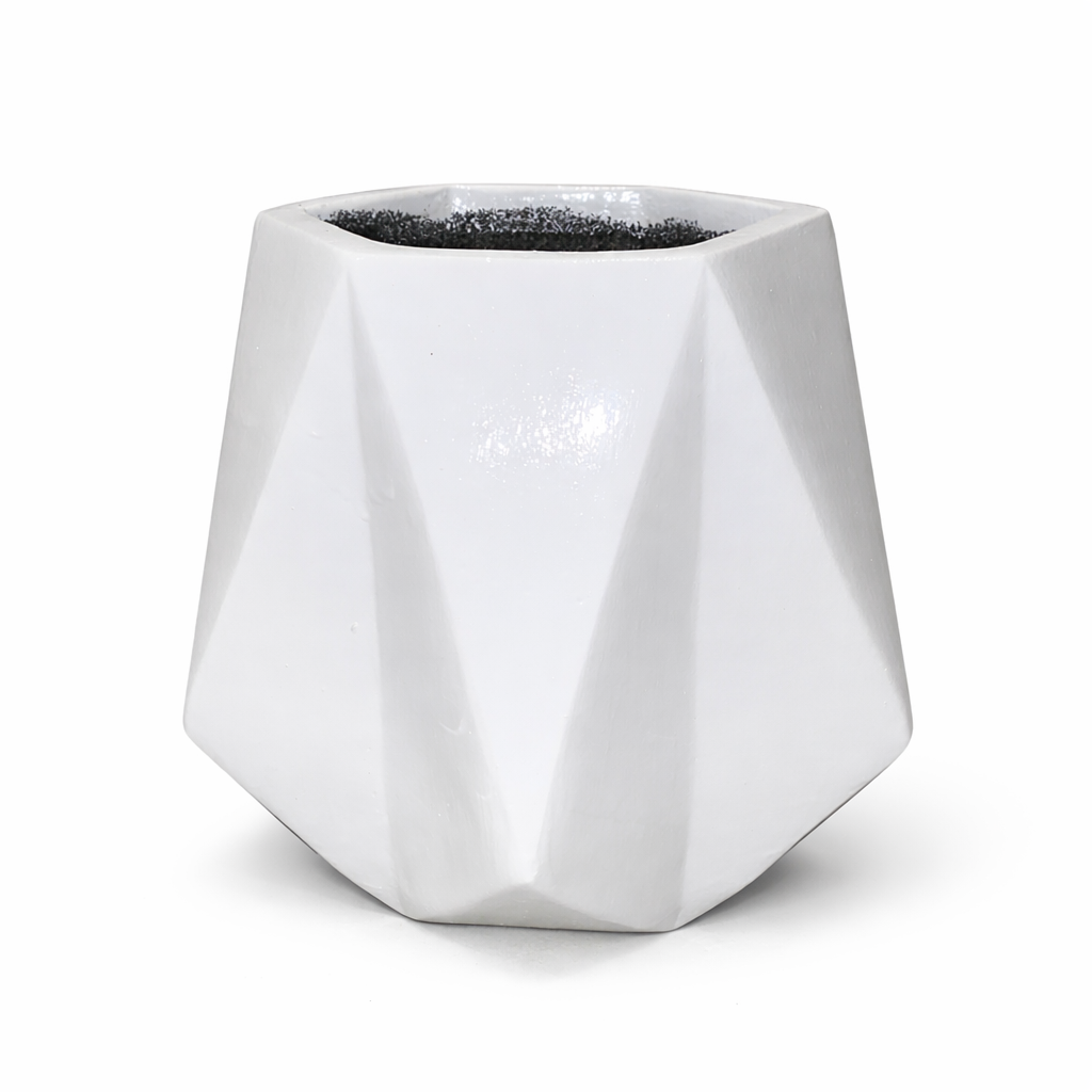 White Chalk Cut Design Planter