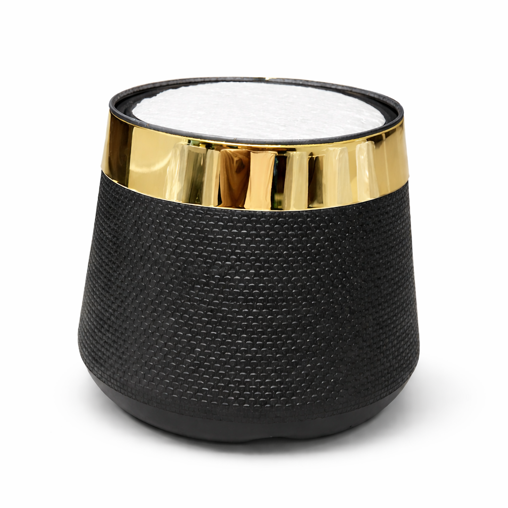 Black Grp planter with golden rim