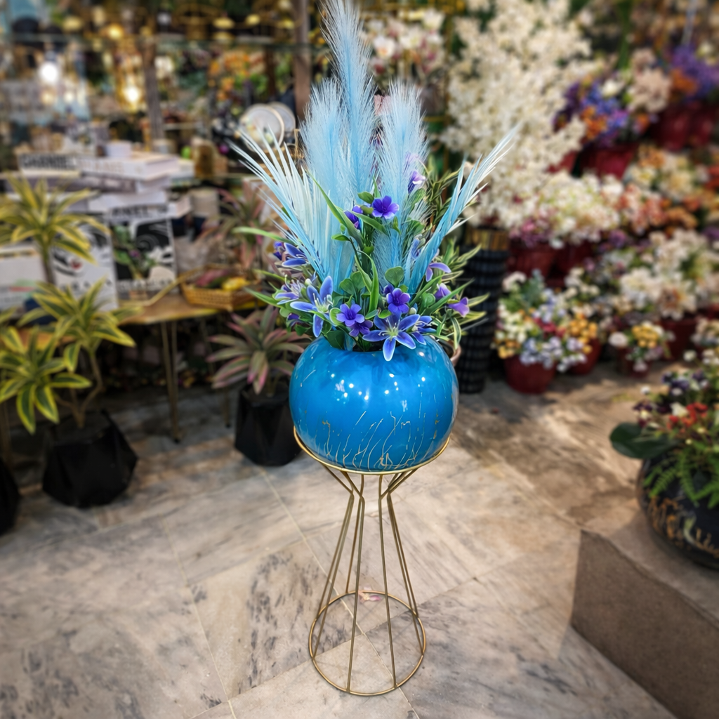 Blue Bowl with Flower Arrangement