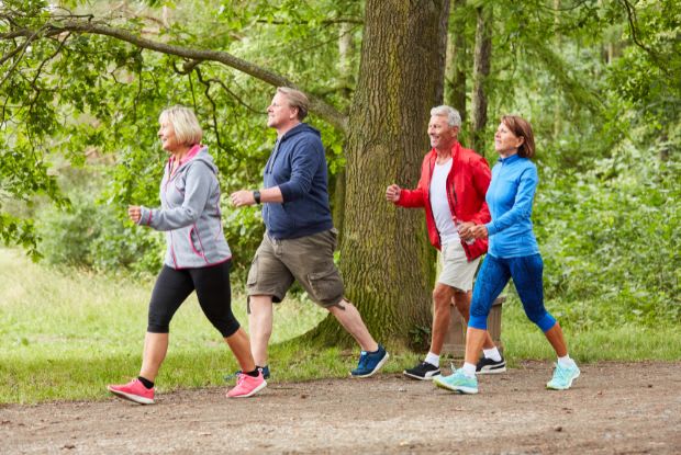 group walking in a park