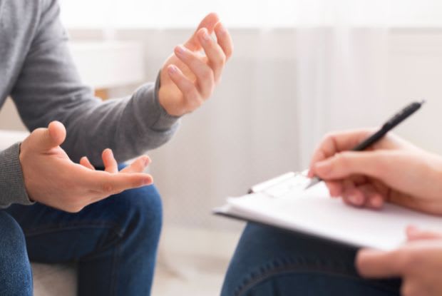 A man talking to a therapist
