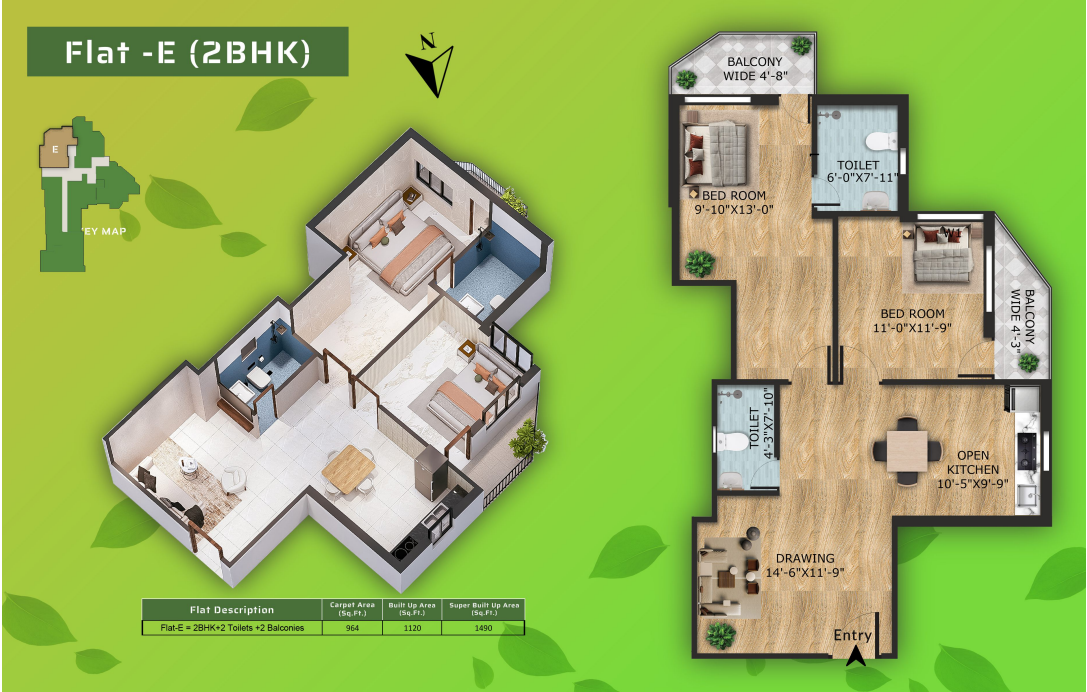 Flat E floor plan