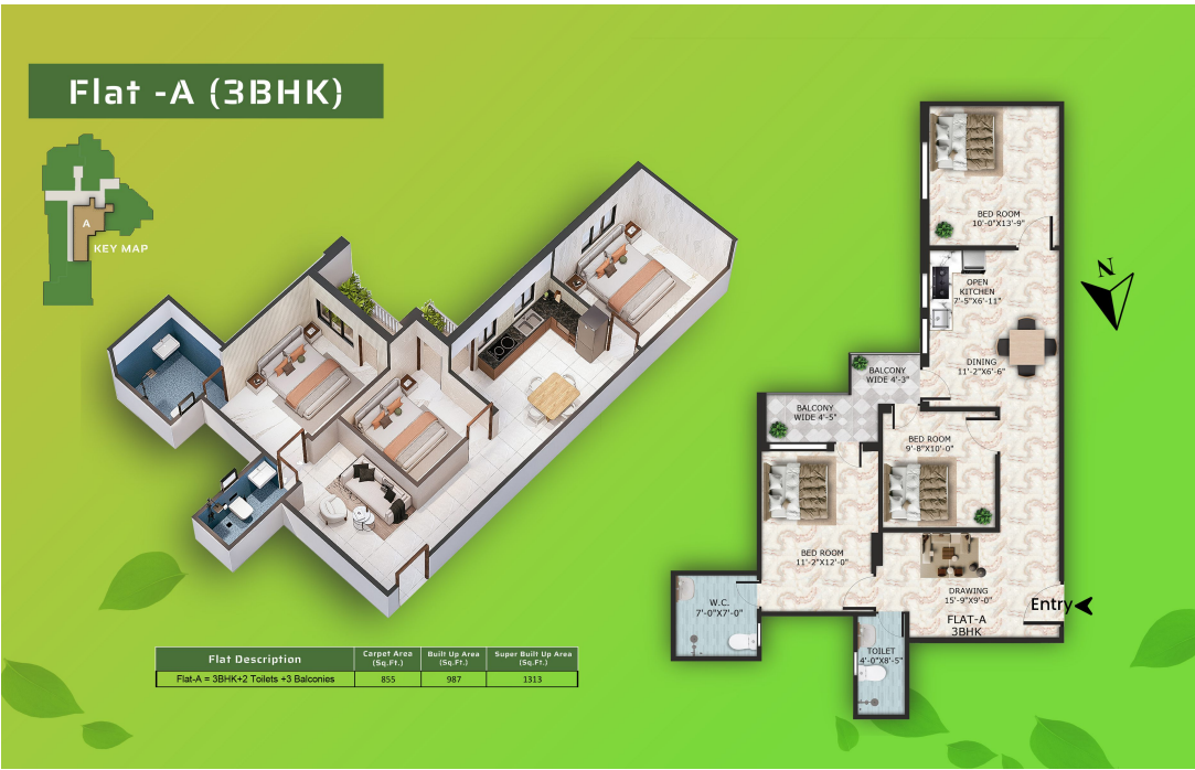 Flat A floor plan