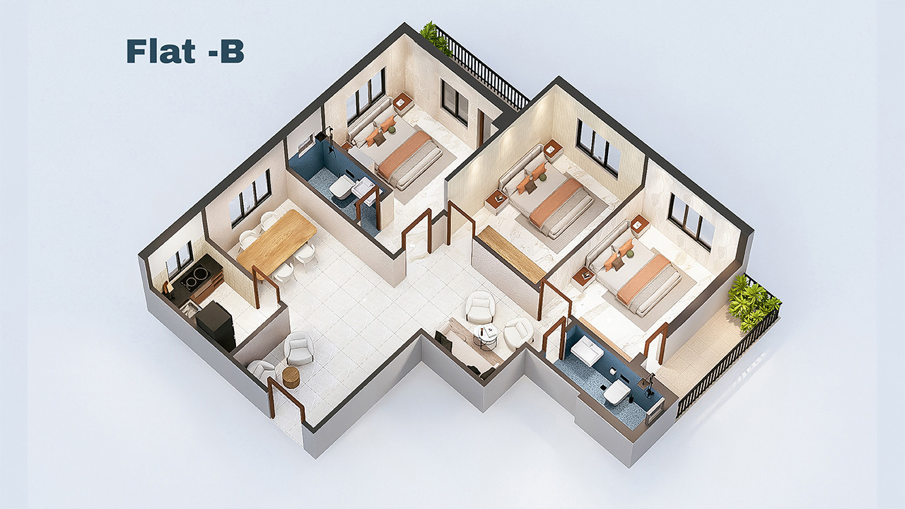 Flat B residential elevation
