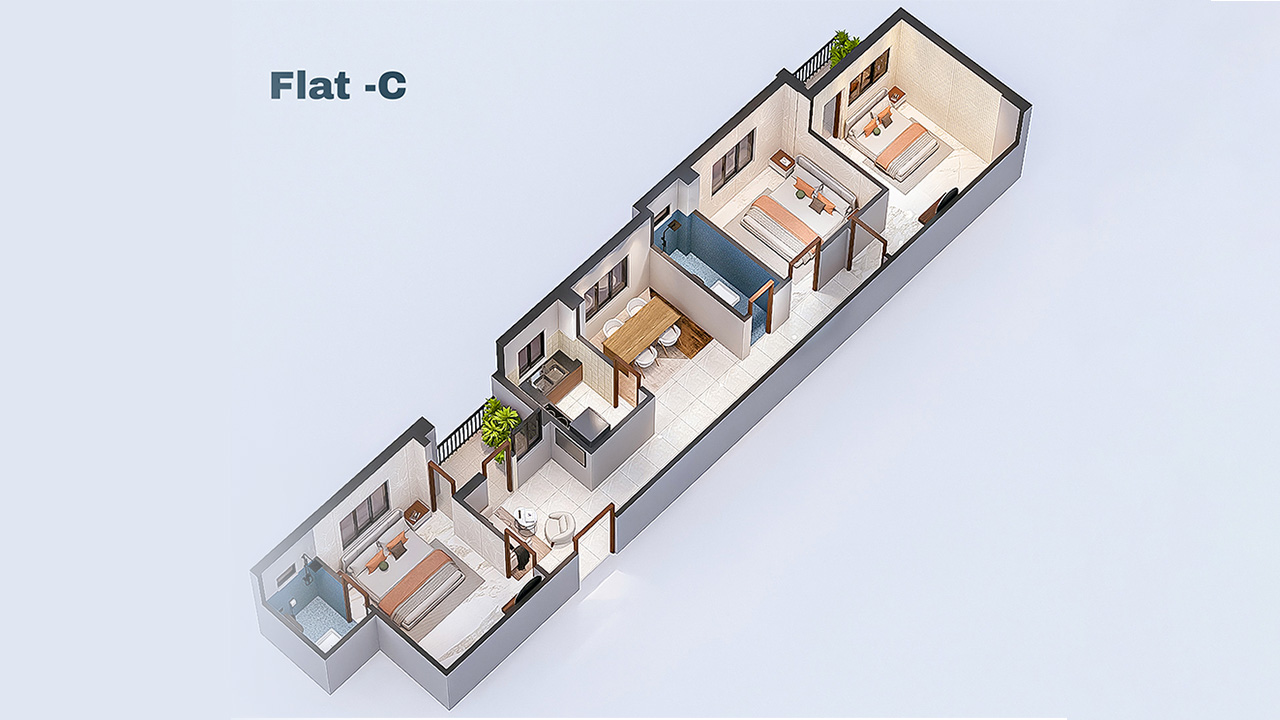 Flat C residential elevation