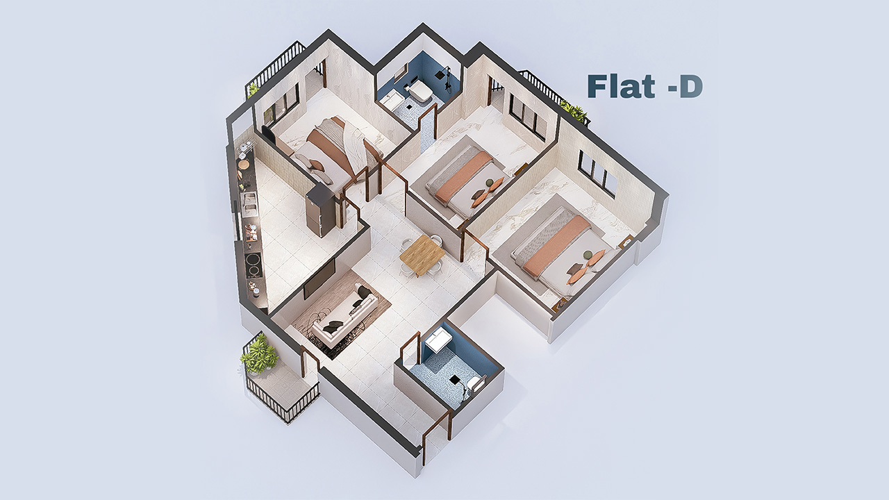 Flat D residential elevation