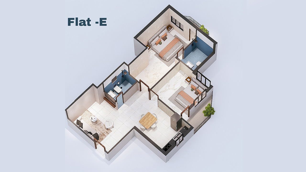 Flat E residential elevation
