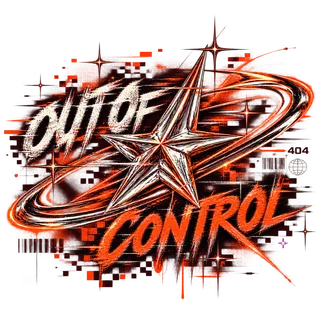 Хромированная звезда с оранжевой надписью Out of control