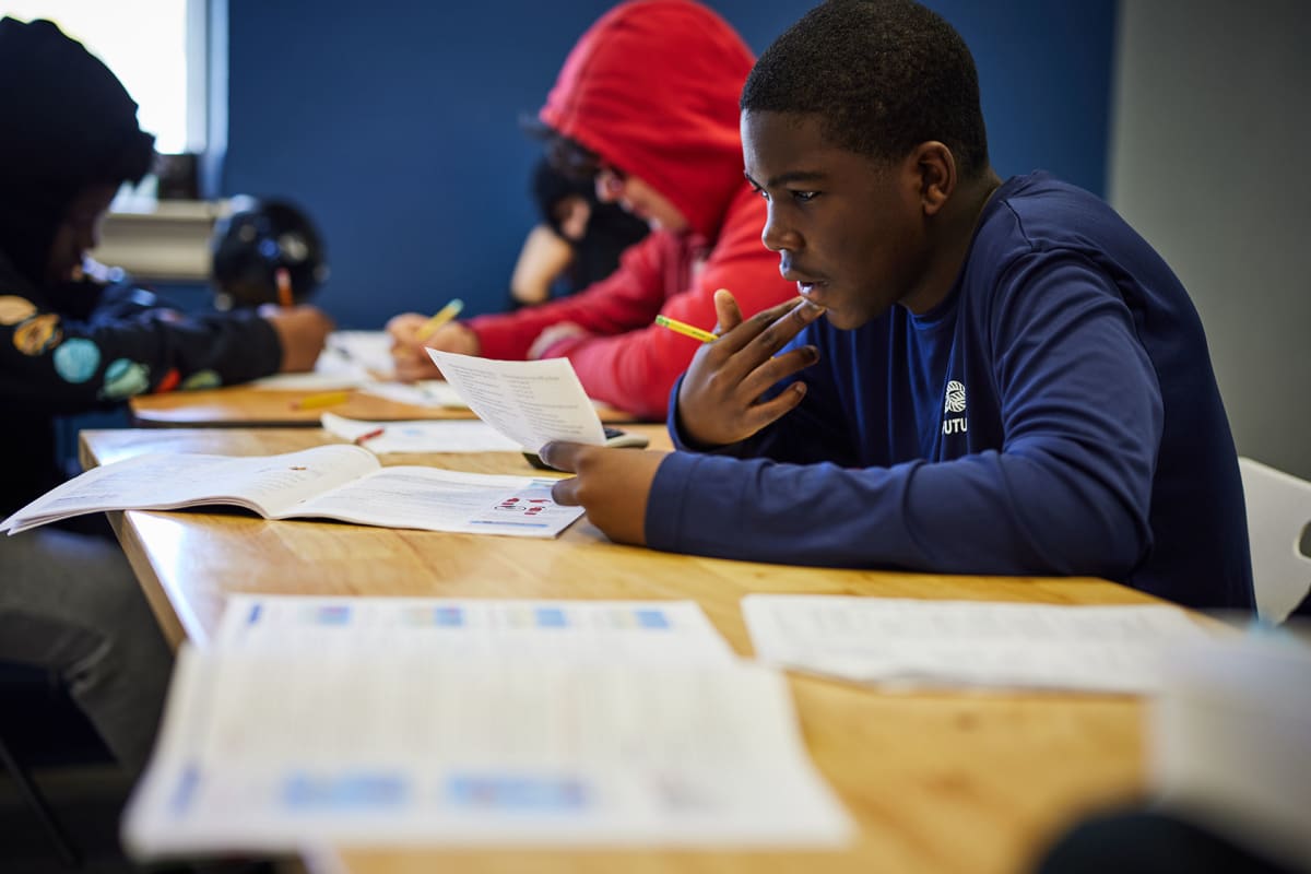 Students working together at their desks