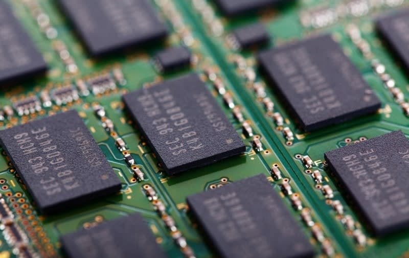 RAM memory chips on motherboard