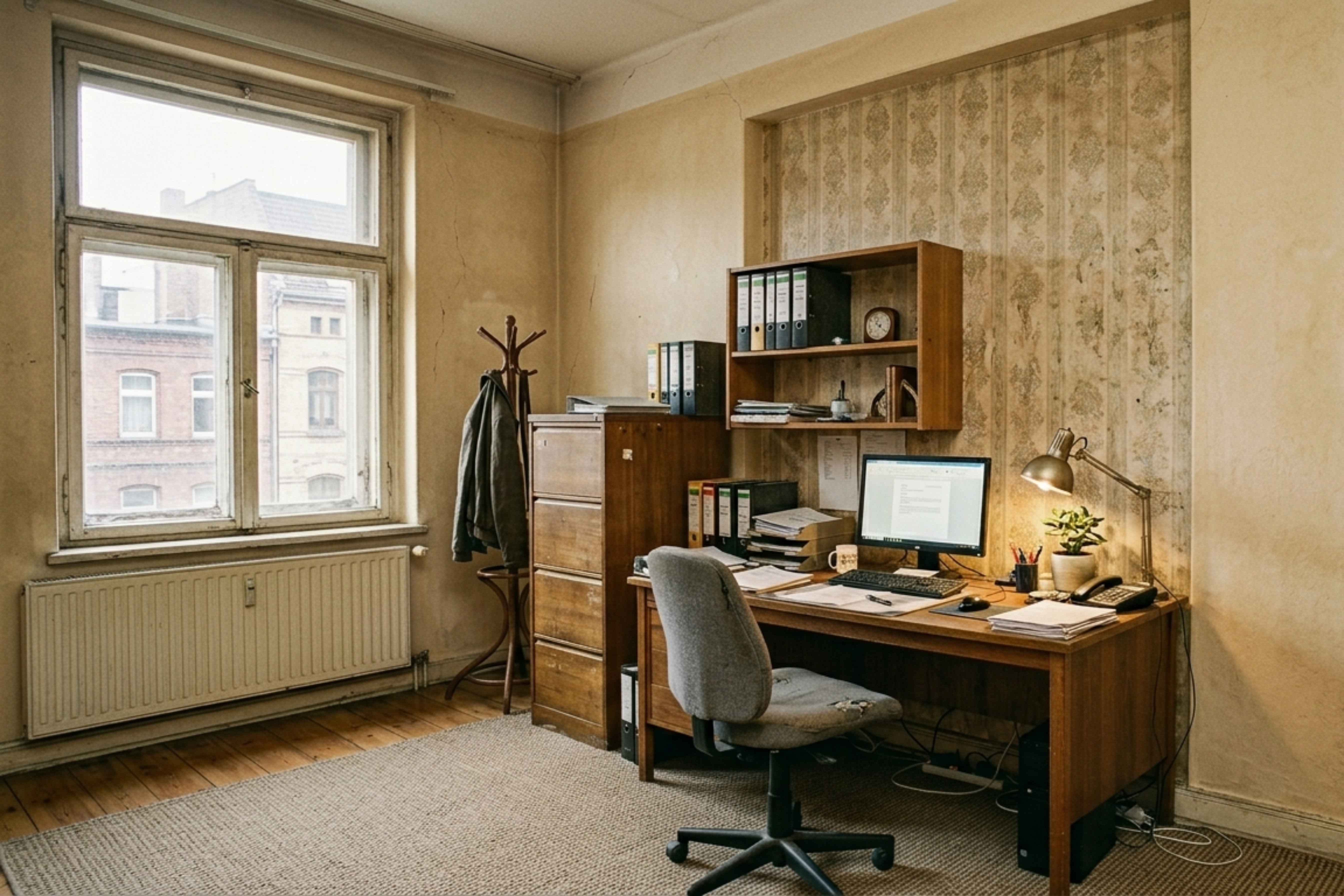 Bürowand vor der Gestaltung