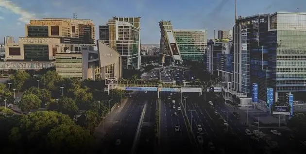 "Premium commercial property in Gurgaon featuring retail shops for sale in a busy business district."