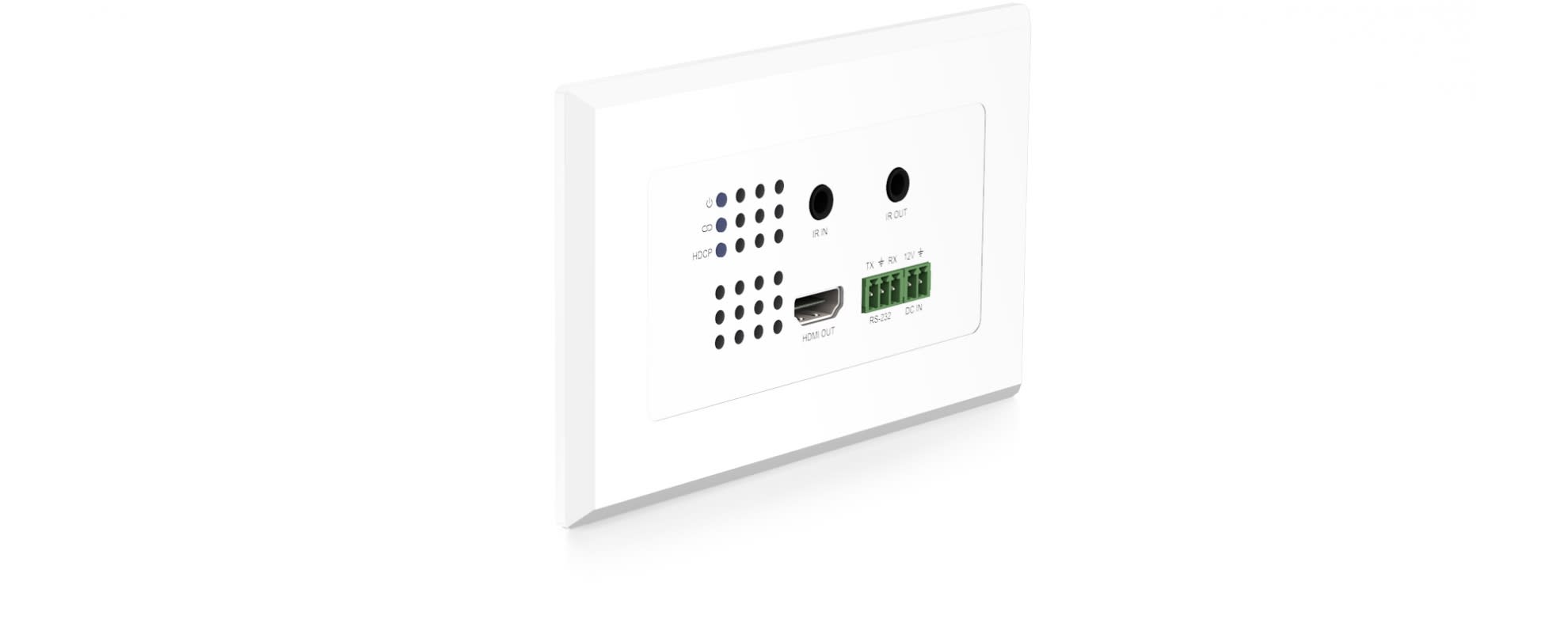Nástěnný HDBaseT přijímač Blustream HEX11WPW-RX z čelního pohledu