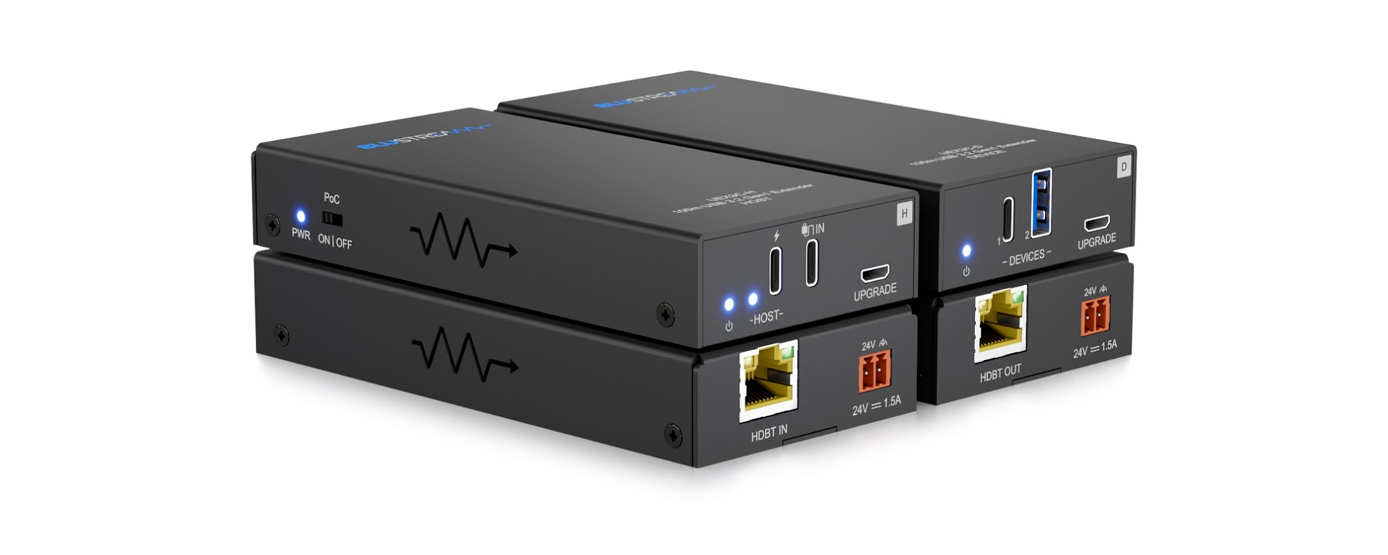 Vysílač Blustream UEX3C-KIT připravený k zapojení USB periferií