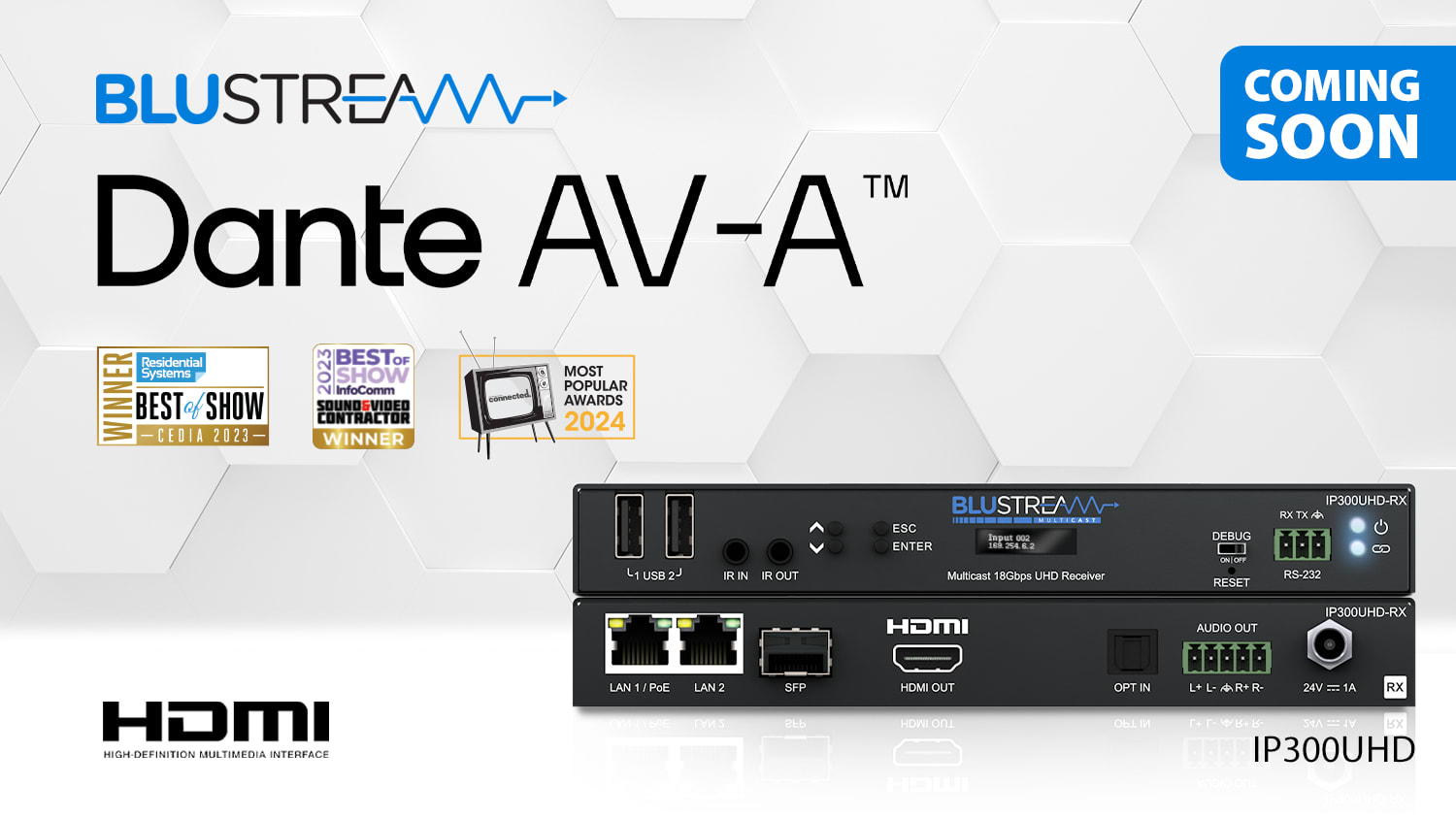 NEW Dante AV-A integration with Blustream IP300UHD Video over IP solutions!