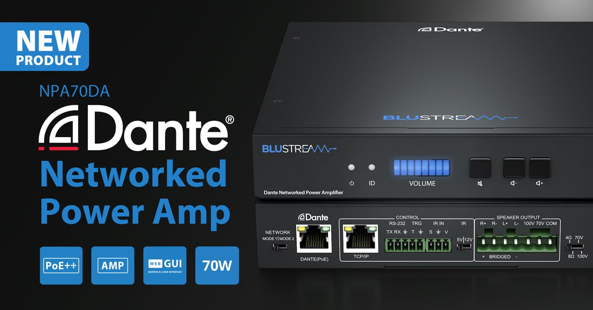 In stock! We are pleased to introduce a 2nd Amplifier to our expanding range of Dante solutions.