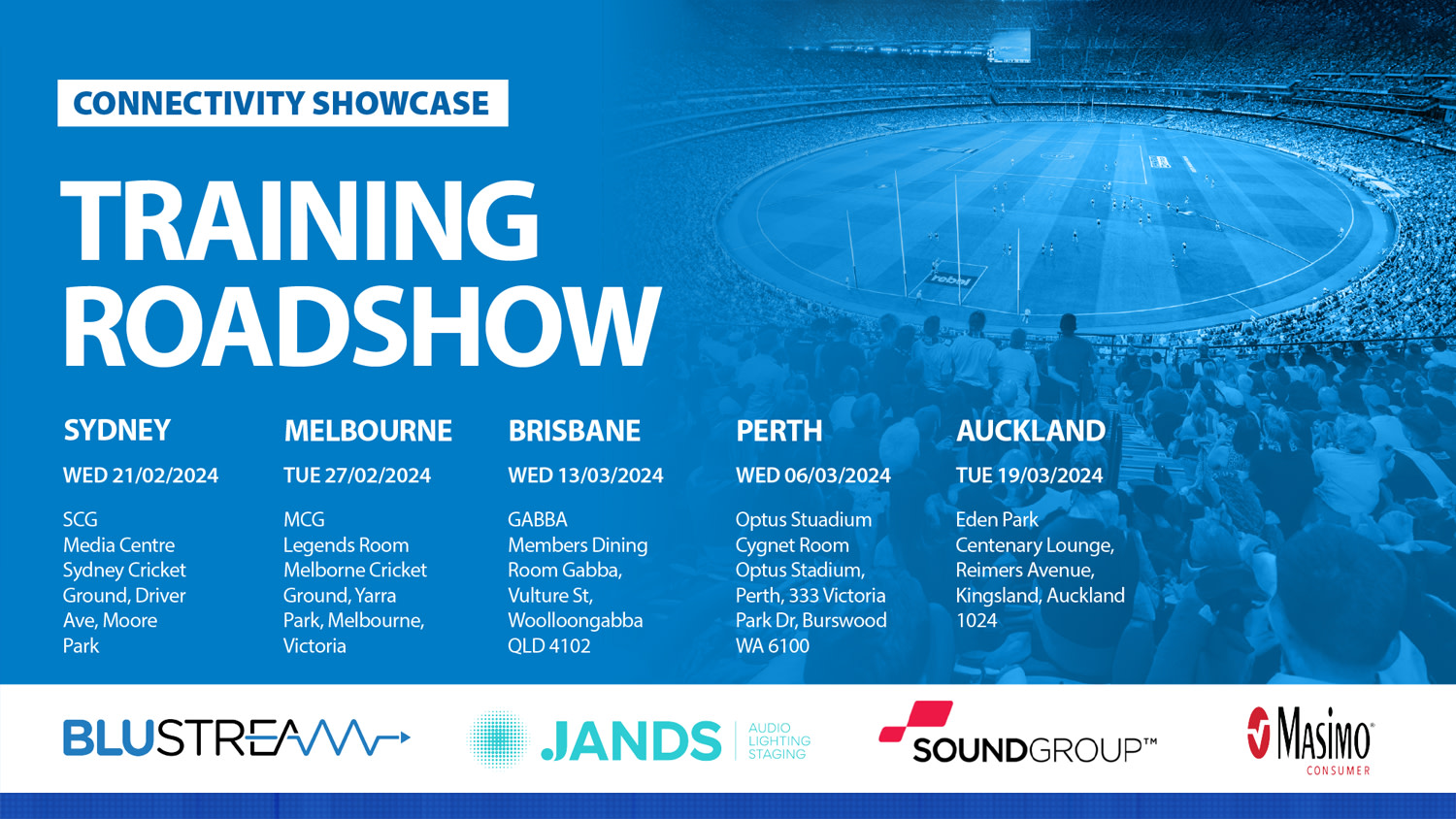 Join one of our Australia / New Zealand training roadshows