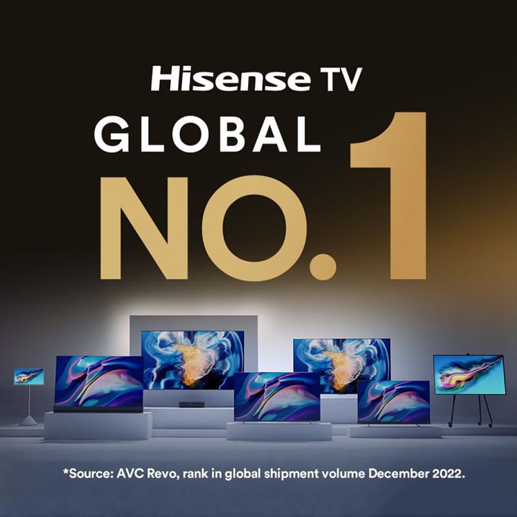 Hisense No. 1 for global TV shipments in December 2022!