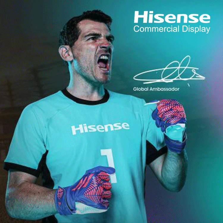 Iker Casillas signs as a Hisense Brand Ambassador.