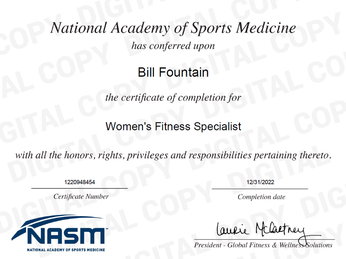 NASM Certified Women's Fitness Specialist