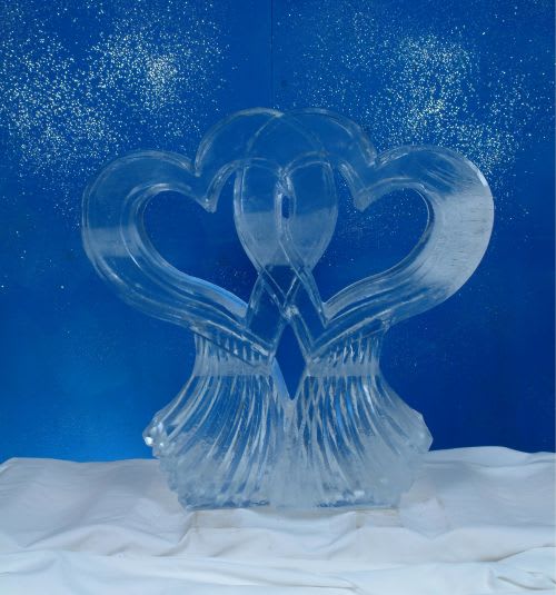 Ice sculpture of hearts for a Newport Wedding