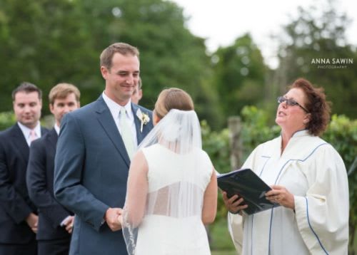 Officiant Marie Tyler Wiley officiating a wedding in Connecticut