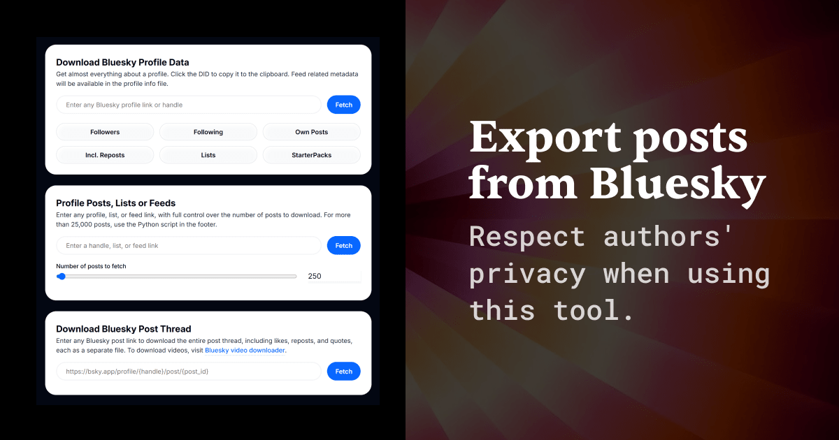 Export Bluesky Posts and Profiles Easily