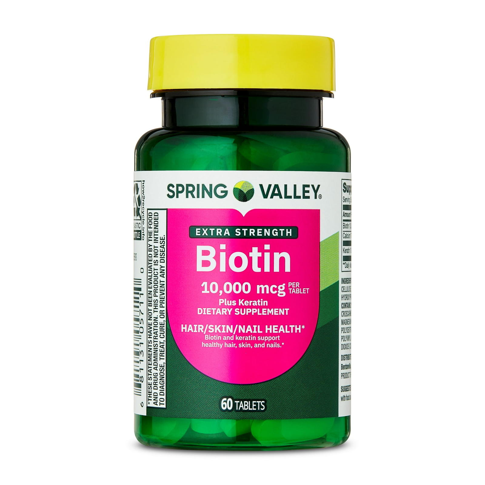 Spring Valley Biotina 10,000mcg Extra Strength - Cápsulas Cabello y Uñas