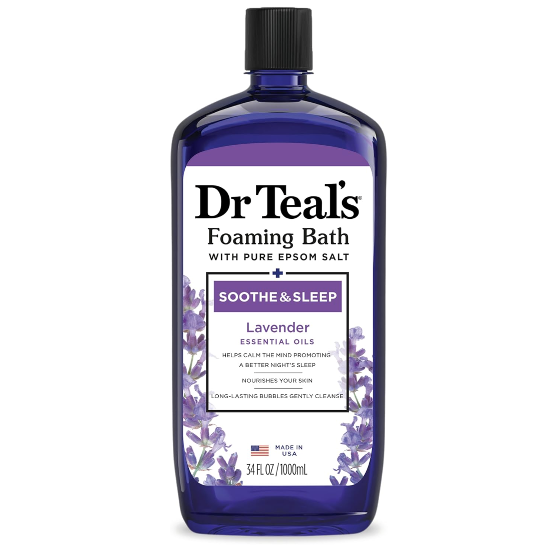 Dr Teal's Espuma de Baño Lavanda Sales de Epsom 1 Litro - Sueño Profundo