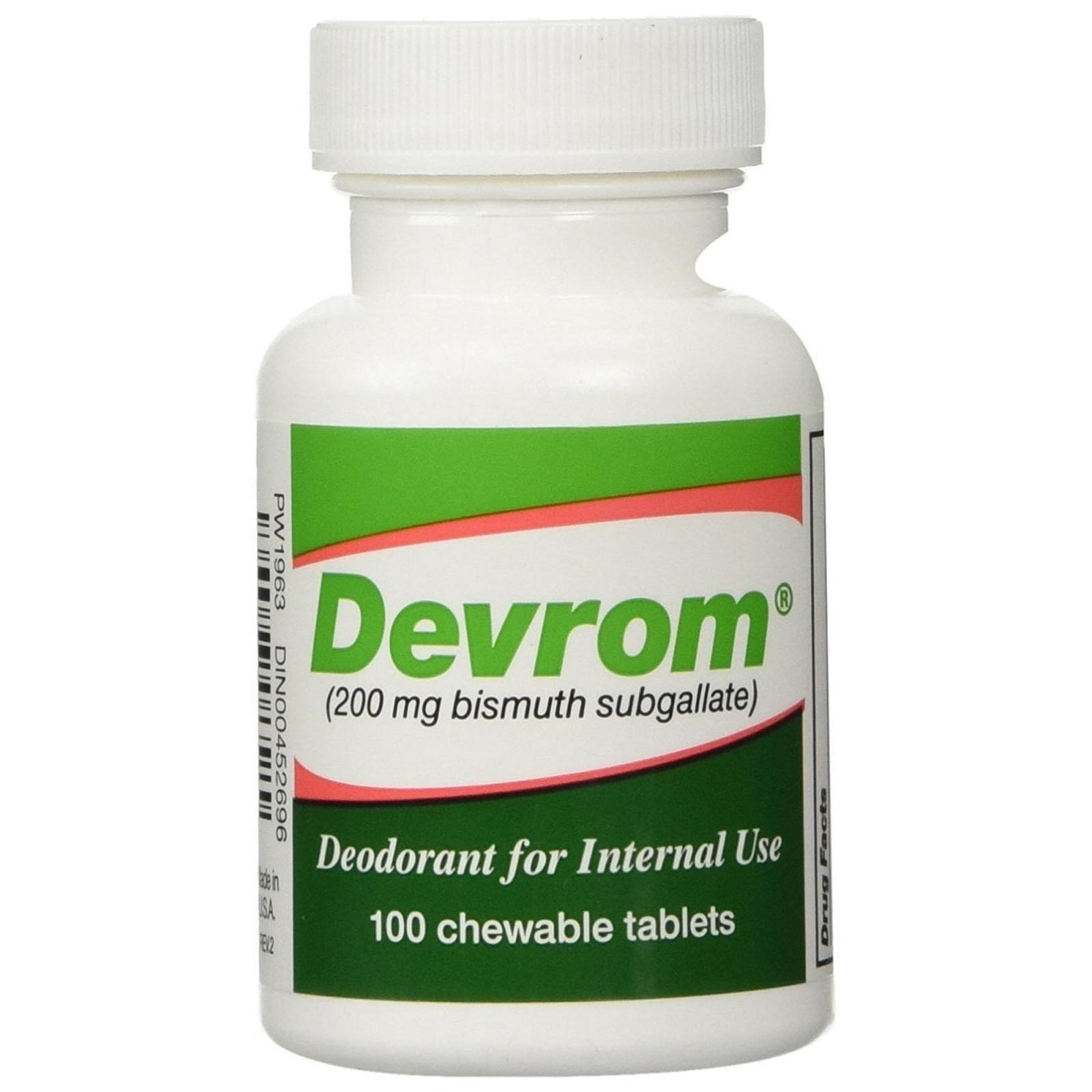 Devrom 200mg · 100 Tabletas Masticables Sabor Vainilla USA