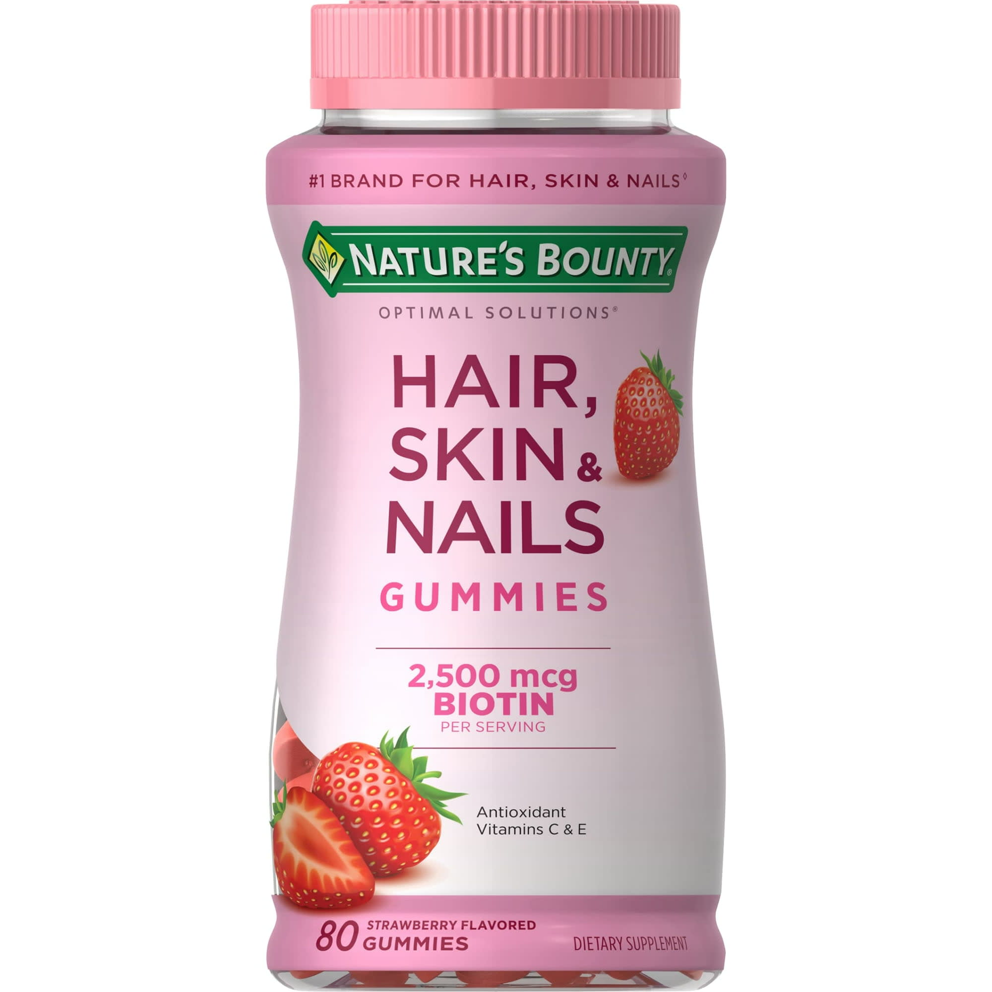 Nature's Bounty Biotina Cabello Piel y Uñas - 80 Gomitas Sabor Fresa