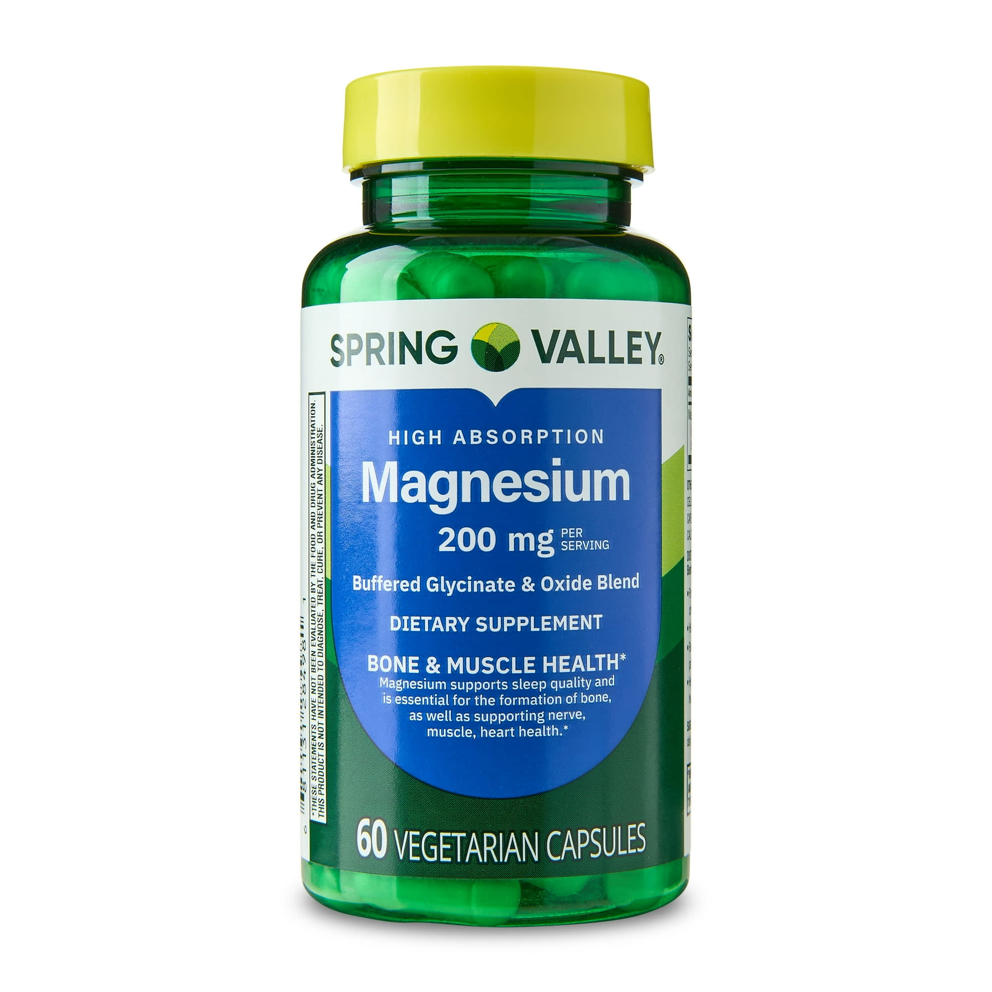 Spring Valley Magnesio 200mg Alta Absorción - Glicinato Tolerable