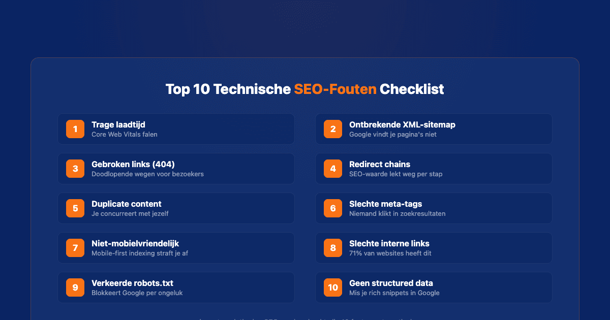 Top 10 technische SEO-fouten checklist