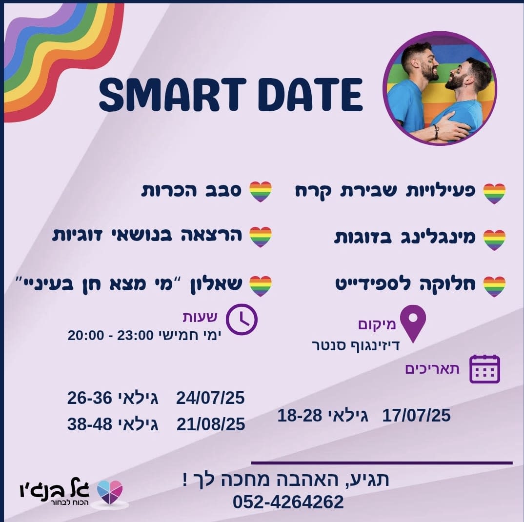 גילאי 18-28 ערב הכרויות לגברים גאים סמארט דייט