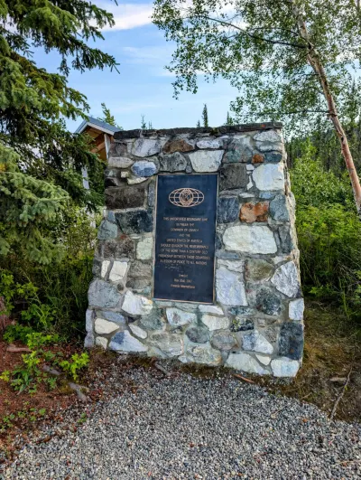 Monument recognizing the unfortified boundary between the US and Canada